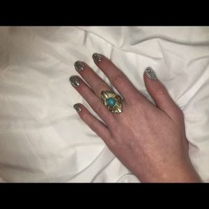 Gold and turquoise ring